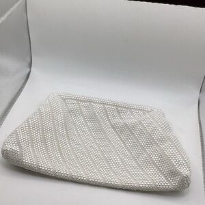 White Sequin Beaded Clutch